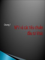 CH9 NPV và các TIÊU CHÍ đầu tư KHÁC