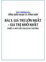 ỨNG DỤNG đạo hàm   PHIẾU ôn tập và GIẢNG dạy   bài 3  GTLN, GTNN   PHIẾU 3  vận DỤNG THƯỜNG 