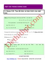 Câu hỏi trắc nghiệm môn toán hình học 12   chương 3   OXYZ   mặt cầu TRONG KHÔNG GIAN giải chi tiết doc 