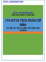 TÍCH PHÂN   194 BTTN TÍCH PHÂN cơ bản   file word 