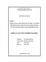 Đánh giá dư lượng thuốc bảo vệ thực vật trong môi trường đất, nước mặt vùng thâm canh rau – xã vân nội, huyện đông anh, thành phố hà nội 