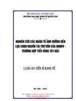 LA02 102 nghiên cứu các nhân tố ảnh hưởng đến lựa chọn nguồn tài trợ vốn của doanh nghiệp nhỏ và vừa – trường hợp tiểu vùng tây bắc 