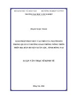Giải pháp phát huy vai trò của người dân trong quản lý đường giao thông nông thôn trên địa bàn huyện xuân lộc, tỉnh đồng nai 