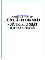 ỨNG DỤNG đạo hàm   PHIẾU ôn tập và GIẢNG dạy   bài 3  GTLN, GTNN   PHIẾU 2  THÔNG HIỂU 