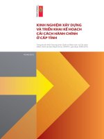 KINH NGHIỆM XÂY DỰNG VÀ TRIỂN KHAI KẾ HOẠCH CẢI CÁCH HÀNH CHÍNH Ở CẤP TỈNH