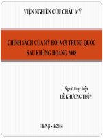 CHÍNH SÁCH CỦA MỸ ĐỐI VỚI TRUNG QUỐC SAU KHỦNG HOẢNG 2008
