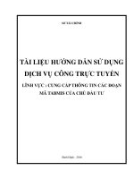 TÀI LIỆU HƯỚNG DẪN SỬ DỤNG DỊCH VỤ CÔNG TRỰC TUYẾN LĨNH VỰC : CUNG CẤP THÔNG TIN CÁC ĐOẠN MÃ TABMIS CỦA CHỦ ĐẦU TƯ
