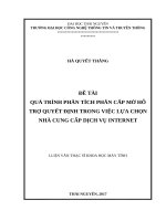 Quá trình phân tích phân cấp mờ hỗ trợ quyết định trong việc lựa chọn nhà cung cấp dịch vụ internet 