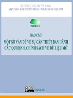 BÁO CÁO MỘT SỐ VẤN ĐỀ VỀ SỰ CẦN THIẾT BAN HÀNH CÁC QUI ĐỊNH, CHÍNH SÁCH VỀ DỮ LIỆU MỞ