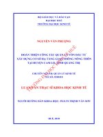 Hoàn thiện công tác quản lý vốn đầu tư xây dựng cơ sở hạ tầng giao thông nông thôn tại huyện cam lộ, tỉnh quảng trị 