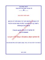Quản lý vốn đầu tư xây dựng cơ bản từ ngân sách nhà nước tại huyện lệ thủy, tỉnh quảng bình 