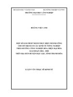 Một số giải pháp nhằm thực hiện thành công chuyển dịch cơ cấu kinh tế nông nghiệp theo hướng công nghiệp hóa, hiện đại hóa giai đoạn 2016 2020 trên địa bàn huyện hậu lộc, tỉnh thanh hóa 