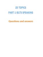 25 topics - IELTS Speaking part 1
