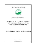 Nghiên cứu thực trạng và giải pháp phát triển kinh tế hộ nông dân tại huyện Cẩm Khê, tỉnh Phú Thọ (Luận văn thạc sĩ)