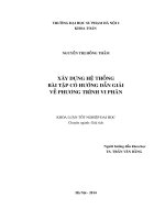 Xây dựng hệ thống bài tập có hướng dẫn giải về phương trình vi phân