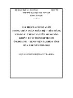 giá trị của chỉ số pabm trong chẩn ðoán phân biệt viêm màng não do vi trùng và viêm màng não không do vi trùng ở trẻ em từ 1 tháng ðến 15 tuổi ở khoa nhi – bệnh viện ða khoa tỉnh ðãk lãk từ 2008 – 2009  