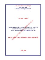 Hoàn thiện công tác quản lý đầu tư công từ nguồn vốn ngân sách nhà nước tại sở kế hoạch và đầu tư tỉnh quảng trị 