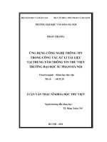 Ứng dụng công nghệ thông tin trong công tác xử lí tài liệu tại Trung tâm Thông tin Thư viện Trường Đại học Sư Phạm Hà Nội
