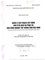 Quản lý quy hoạch xây dựng khu ở và dịch vụ phục vụ khu công nghiệp tập trung tỉnh bắc ninh (tt) 