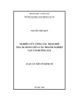 Nghiên cứu công tác trao đổi toa xe hàng giữa các doanh nghiệp vận tải đường sắt (Luận án tiến sĩ)
