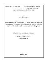 Nghiên cứu tài nguyên cây thuốc nhằm đề xuất giải pháp bảo tồn và sử dụng bền vững một số loài có giá trị ở khu bảo tồn thiên nhiên na hang, tỉnh tuyên quang tt