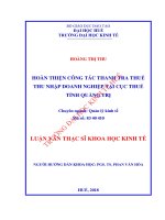 Hoàn thiện công tác thanh tra thuế thu nhập doanh nghiệp tại cục thuế tỉnh quảng trị 