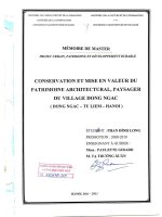 Conservation et mise en valeur du patrimoine architectural, paysager du village dong ngac, tu liem, ha noi (tt) 