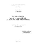 Xây dựng hệ thống bài tập có hướng dẫn giải về hệ phương trình vi phân cấp một