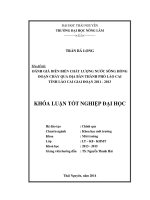 Đánh giá diễn biến chất lượng nước sông hồng đoạn chảy qua địa bàn thành phố lào cai – tỉnh lào cai giai đoạn 2011   2013 
