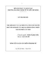 Thu hồi đất và vai trò của vốn con người đối với sinh kế của hộ gia đình nông thôn thành phố Cần Thơ (tt)