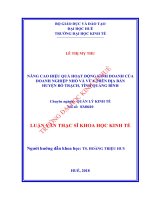 Nâng cao hiệu quả hoạt động kinh doanh của doanh nghiệp nhỏ và vừa trên địa bàn huyện bố trạch, tỉnh quảng bình 