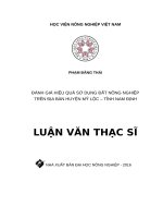 Đánh giá hiệu quả sử dụng đất nông nghiệp ại huyện Vụ Bản, tỉnh Nam Định