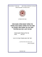 Ứng dụng công nghệ thông tin trong hoạt động thông tin thư viện tại Trung tâm Thông tin Thư viện Trường Đại học Luật Hà Nội