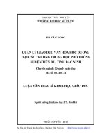 Quản lý giáo dục văn hóa học đường tại các trường trung học phổ thông huyện tiên du, tỉnh bắc ninh ( Luận án tiến sĩ)
