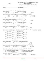 20 đề thi toán học kỳ 1 lớp 12  có đáp án