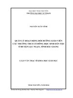 Quản lý hoạt động bồi dưỡng giáo viên các trường THCS có đông học sinh dân tộc ở huyện lục ngạn, tỉnh bắc ninh (Luận án tiến sĩ)