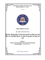 Pháp luật về bảo hộ quyền sở hữu trí tuệ đối với chỉ dẫn địa lý và bảo vệ quyền sở hữu trí tuệ