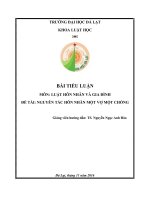 TIỂU LUẬN MÔN  HÔN NHÂN GIA ĐÌNH  NGUYÊN TẮC HÔN NHÂN MỘT VỢ MỘT CHỒNG