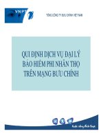 QUI ĐỊNH DỊCH VỤ ĐẠI LÝ BẢO HIỂM PHI NHÂN THỌ TRÊN MẠNG BƯU CHÍNH