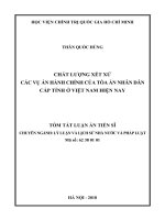 CHẤT LƯỢNG xét xử các vụ án HÀNH CHÍNH của tòa án NHÂN dân cấp TỈNH ở VIỆT NAM HIỆN NAY tt 