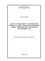 QUẢN LÝ HOẠT ĐỘNG VĂN HÓA HỌC ĐƯỜNG CỦA HỌC SINH TRUNG HỌC PHỔ THÔNG TRÊN ĐỊA BÀN THÀNH PHỐ  HÀ NỘI HIỆN NAY