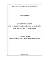 Chất lượng xét xử các vụ án hành chính của Tòa án nhân dân cấp tỉnh ở Việt Nam hiện nay (Luận án tiến sĩ)