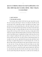 Tiểu luận: QUẢN LÝ PHONG TRÀO XÂY DỰNG ĐỜI SỐNG VĂN HÓA TRÊN ĐỊA BÀN XÃ HÒA MINH  THỰC TRẠNG VÀ GIẢI PHÁP