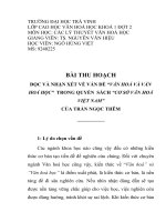 BÀI THU HOẠCH: ĐỌC VÀ NHẬN XÉT VỀ VẤN ĐỀ “VĂN HOÁ VÀ VĂN HOÁ HỌC”  TRONG QUYỂN  SÁCH “CƠ SỞ VĂN HOÁ VIỆT NAM”