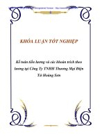 Luận văn kế toán tiền lương và các khoản trích theo lương tại công ty tnhh thương mại điện tử hoàng sơn 