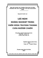 Luận văn thạc sỹ: Lễ nghi nông nghiệp  trong đời sống văn hóa người Chăm