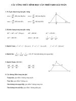 Công thức Toán hình học cơ bản luyện thi THPT QG