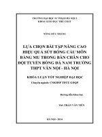 Lựa chọn bài tập nâng cao hiệu quả sút bóng cầu môn bằng mu bàn chân cho đội tuyển Bóng đá nam trường THPT Vân Nội - Hà Nội