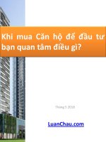 Khi mua căn hộ để đầu tư bạn quan tâm điều gì?