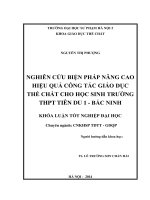 Nghiên cứu biện pháp nâng cao hiệu quả công tác giáo dục thể chất cho học sinh trường THPT tiên du 1   bắc ninh